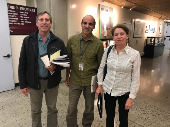 Pictured: [left to right] Hazmat First Responders Tim Epperson and Steve Baiocci, with their Steward Theresia Rogerson